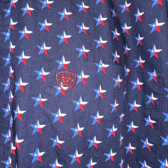 ARIAT Men's Navy Blue TEXAS Star Long Sleeve Western Shirt L 0623 - Picture 1 of 6